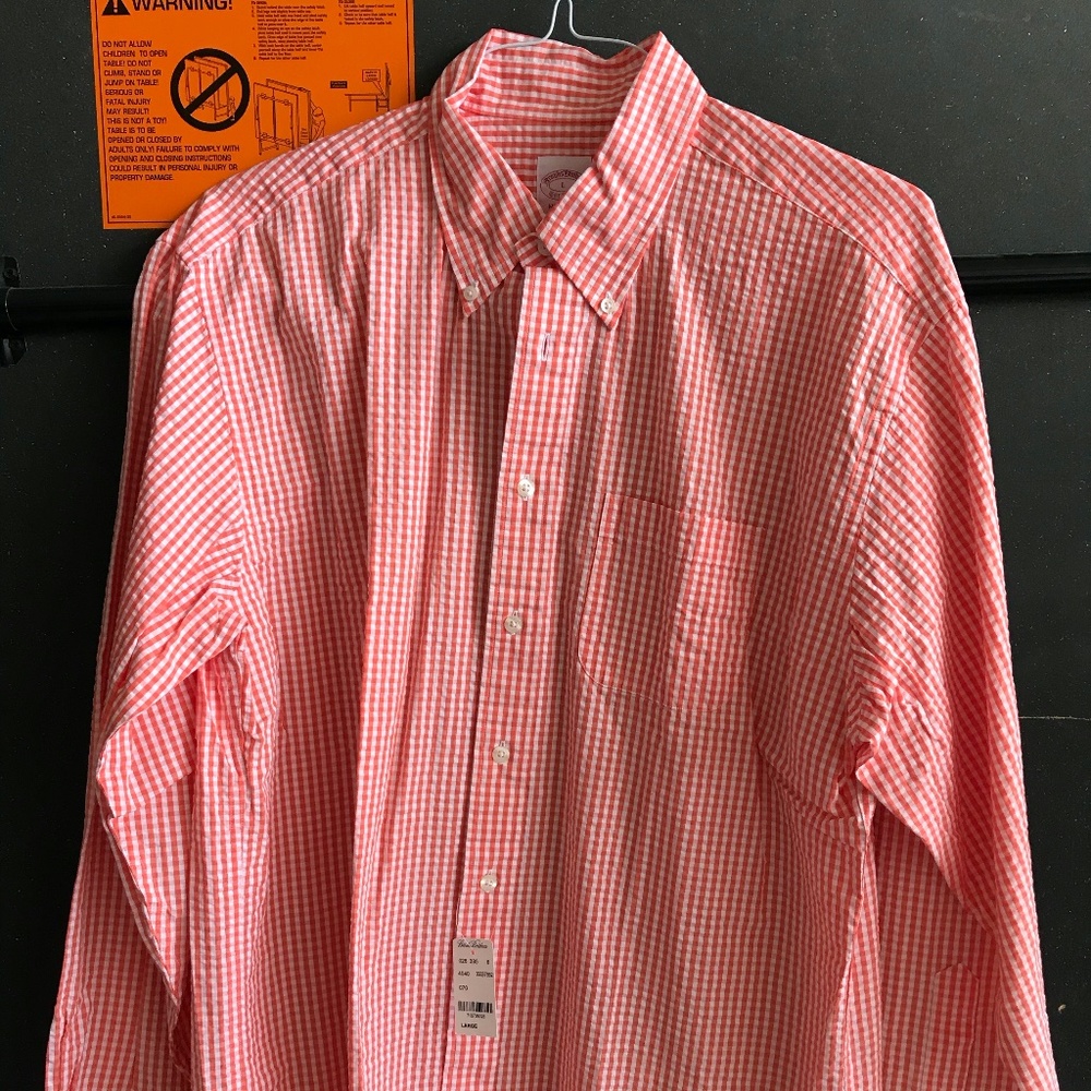 Orange Checkered Brooks Brothers Shirt